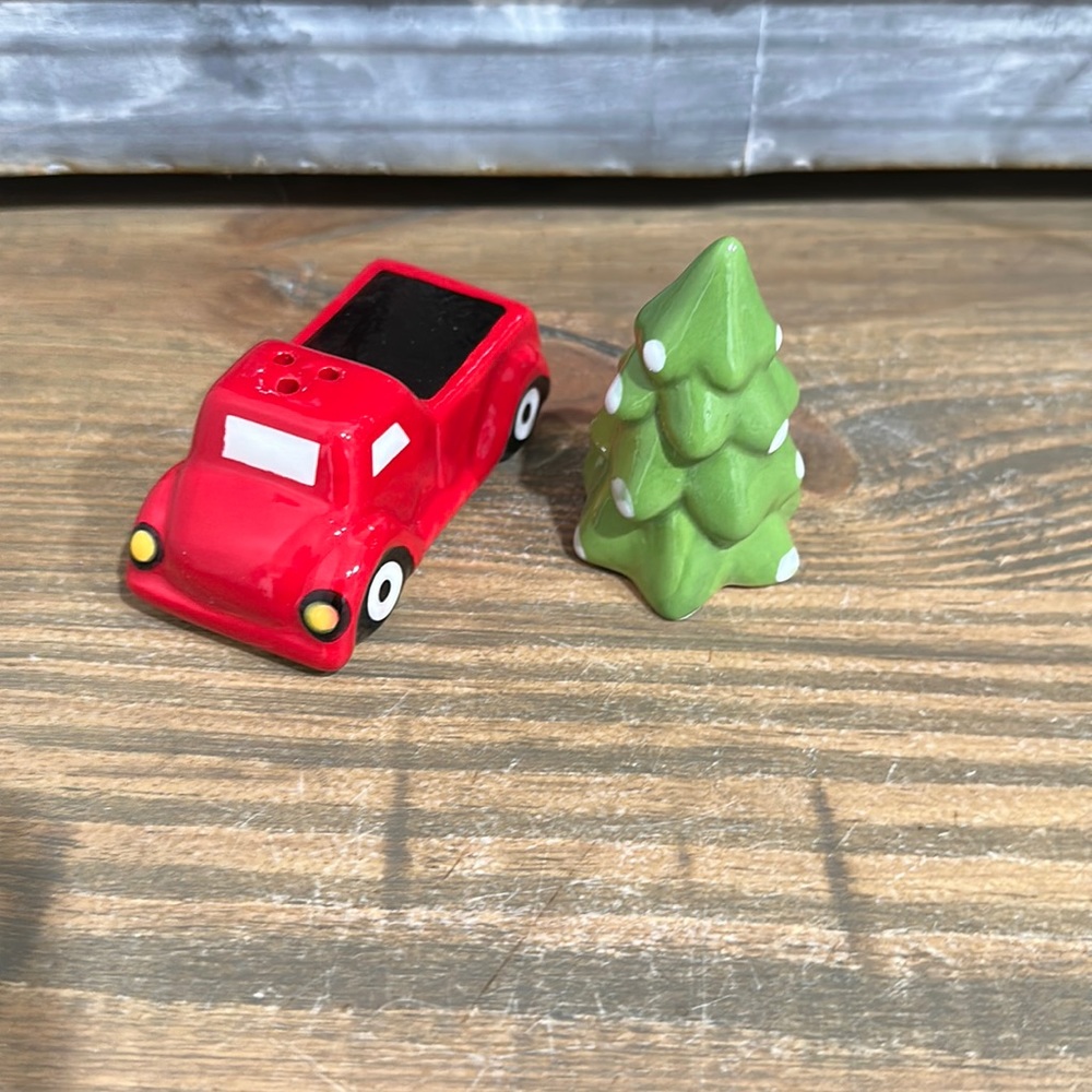 Christmas Red Truck & Tree Salt and Pepper Shakers